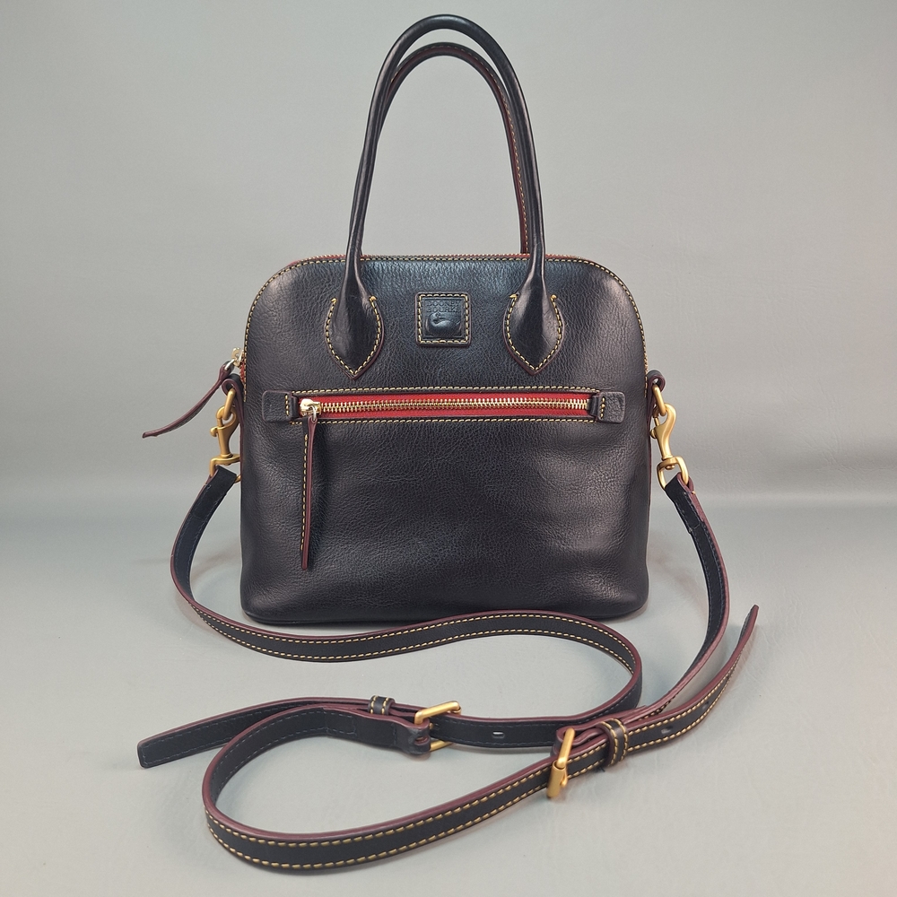 Dooney And Bourke Florentine Domed Zip Satchel Navy Adjustable Strap
